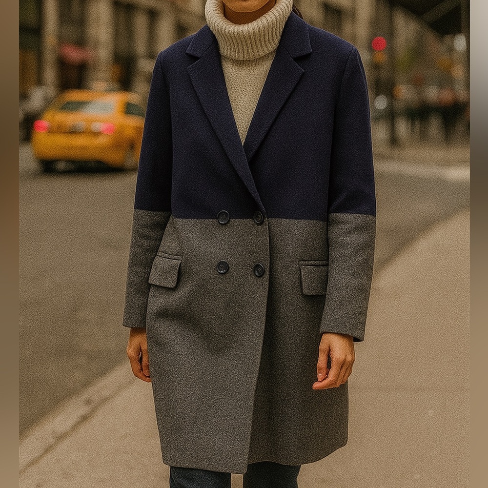 LAFAYETTE 148 NEW YORK Wool Cashmere Colorblock Trench Coat
